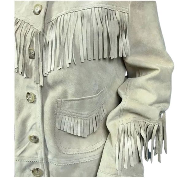 Lauren Ralph Lauren Womens Fringe Trim Goat Suede Jacket In Camel - Picture 3 of 6